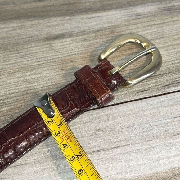 Omega Leather Belt Mens Medium Brown Gold Tone Buckle #4293 Made In America - Picture 5 of 7